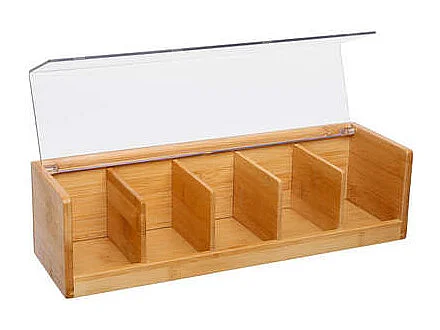 Boîte à Thé 5 Compartiments "Bambou" 36cm Naturel