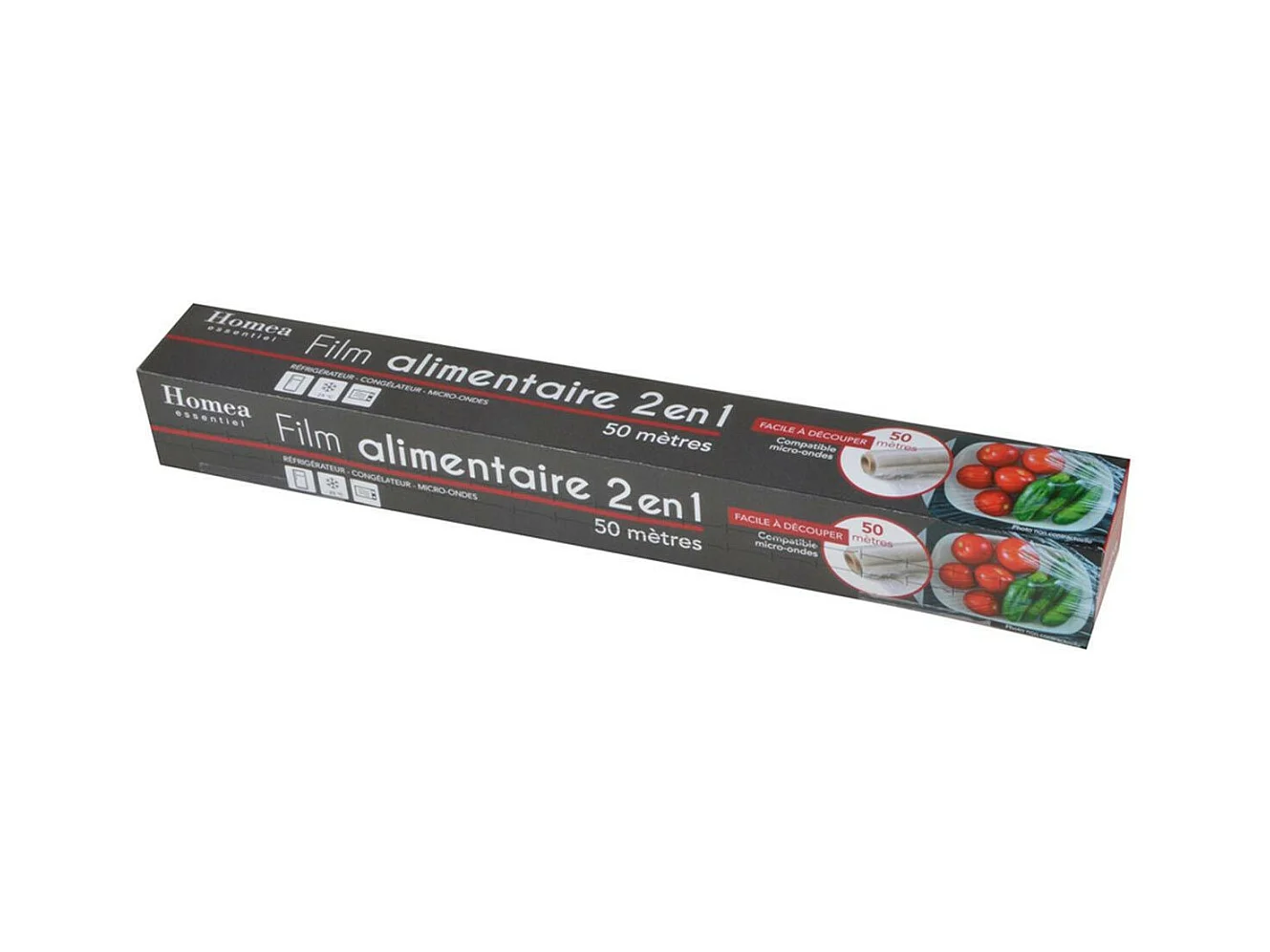 Film Alimentaire en PVC "2 en 1" 50m Transparent
