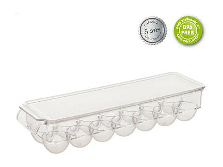 Bac de Rangement Frigo "14 Oeufs" 37cm Transparent