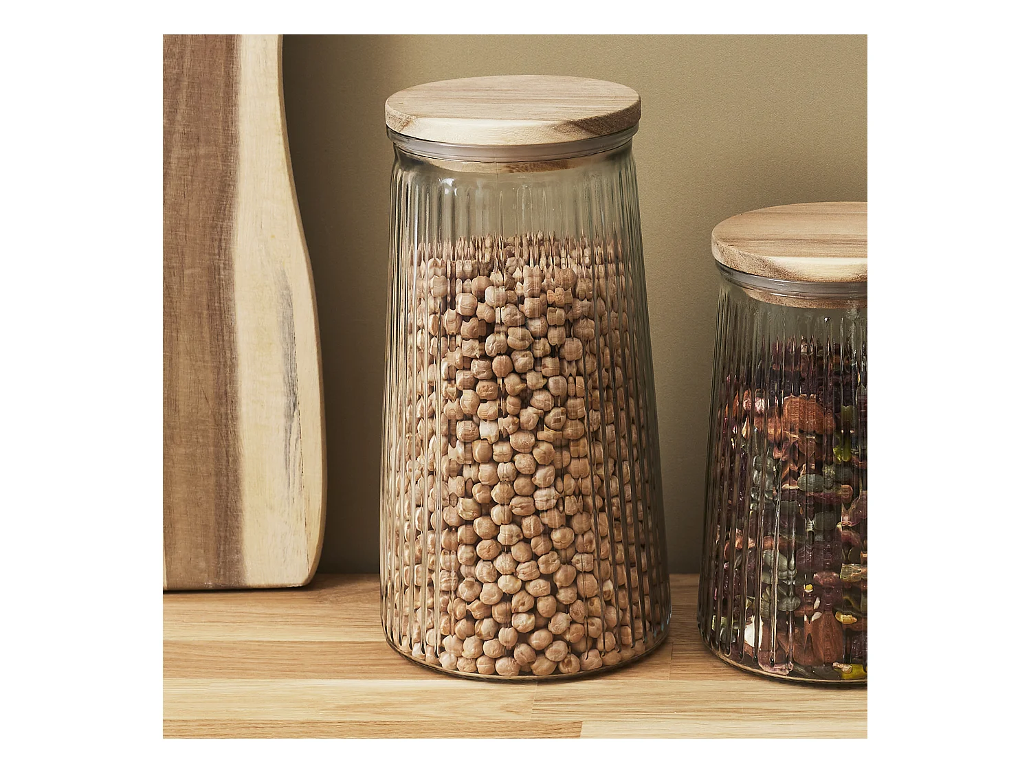 Bocal En Verre Top Acacia 65cl Transparent, Marron