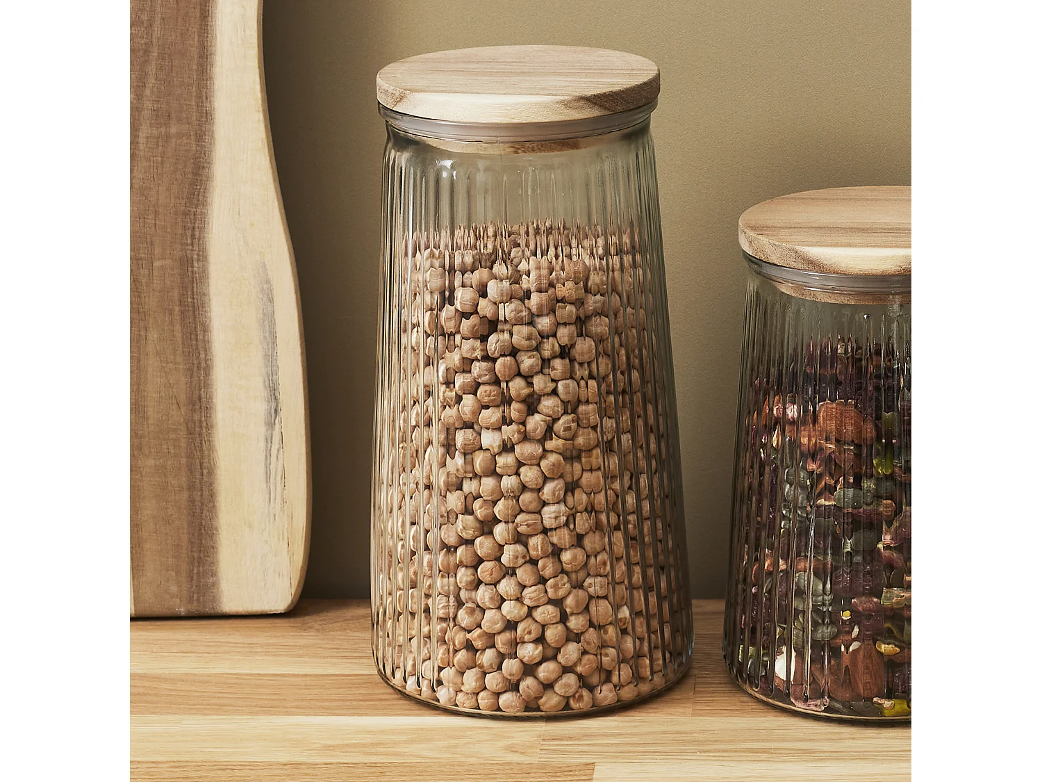 Bocal En Verre Top Acacia 65cl Transparent, Marron