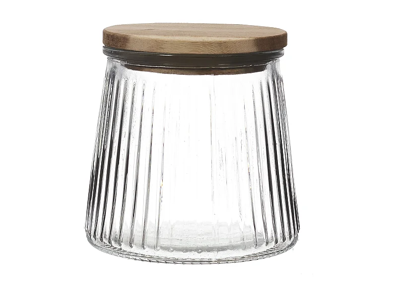 Bocal En Verre Top Acacia 65cl Transparent, Marron