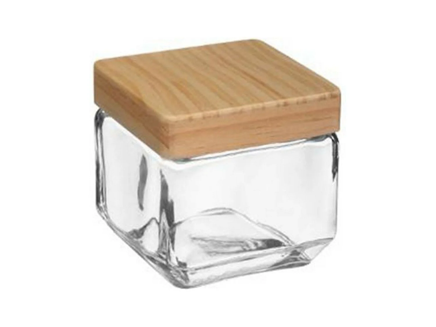 Bocal Carré Verre & Pin "Nyna" 0,85L Transparent