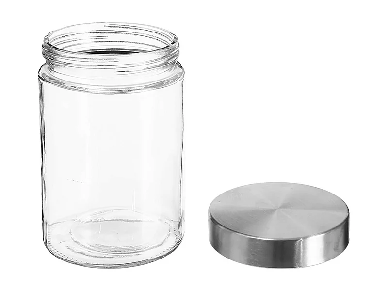 Bocal en Verre "Guy" 1,2L Transparent & Argent