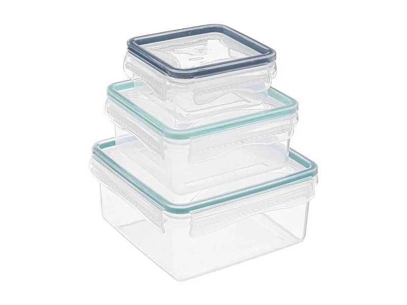 Lot de 3 Boîtes de Conservation Carrées "Clipeat" 15cm Bleu