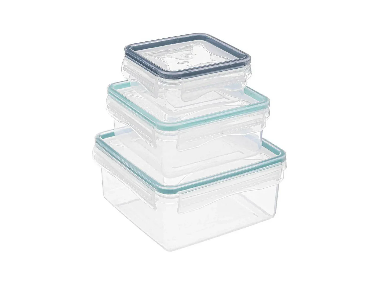 Lot de 3 Boîtes de Conservation Carrées "Clipeat" 15cm Bleu