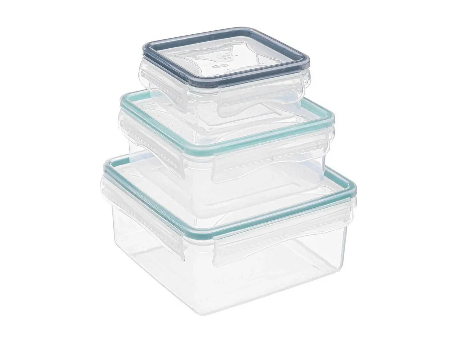 Lot de 3 Boîtes de Conservation Carrées "Clipeat" 15cm Bleu