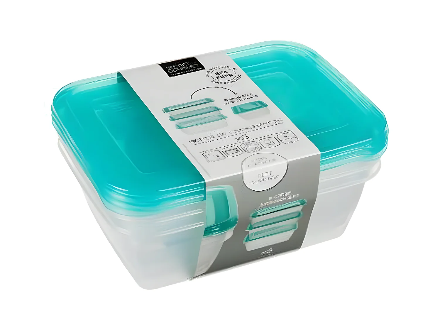 Lot de 3 Boîtes de Conservation "Fresh & Freeze" 1,25L Bleu