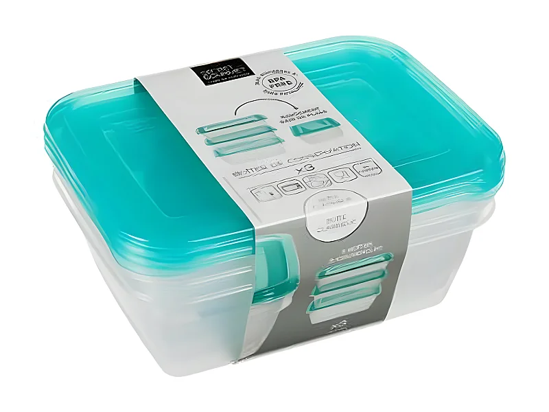 Lot de 3 Boîtes de Conservation "Fresh & Freeze" 1,25L Bleu