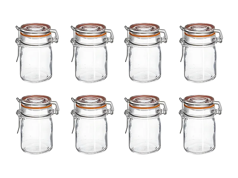 Lot de 8 Pots en Verre "Hermétique" 15cL Transparent