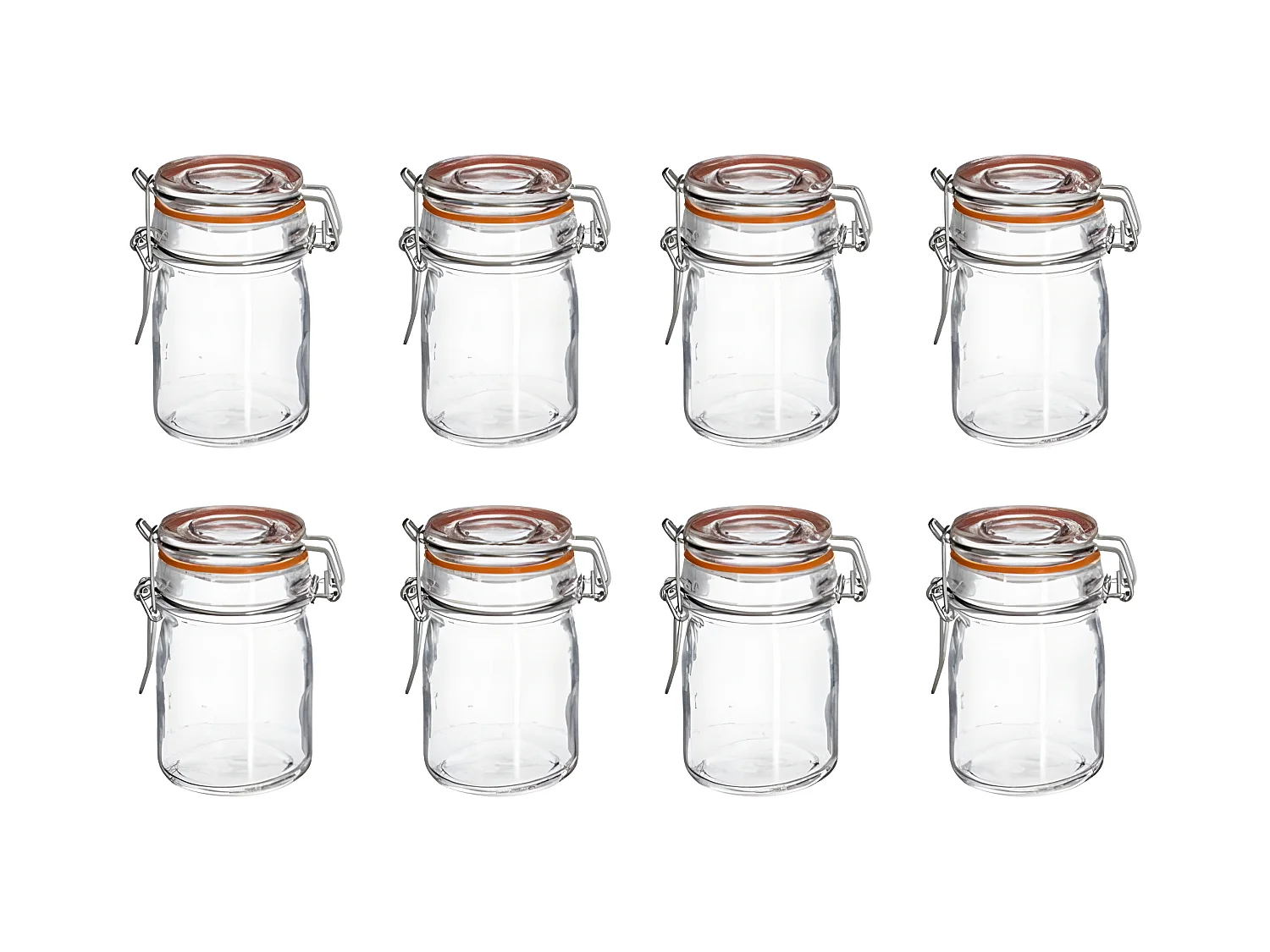 Lot de 8 Pots en Verre "Hermétique" 15cL Transparent