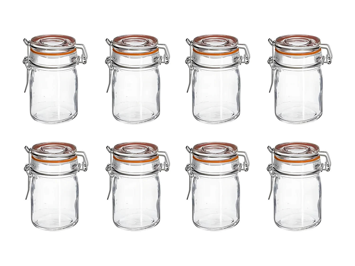 Lot de 8 Pots en Verre "Hermétique" 15cL Transparent