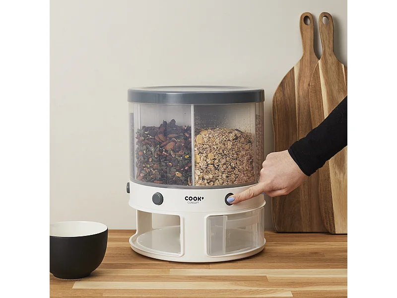 Distributeur 6 Compartiments De 1.5l Blanc, Transparent, Gris