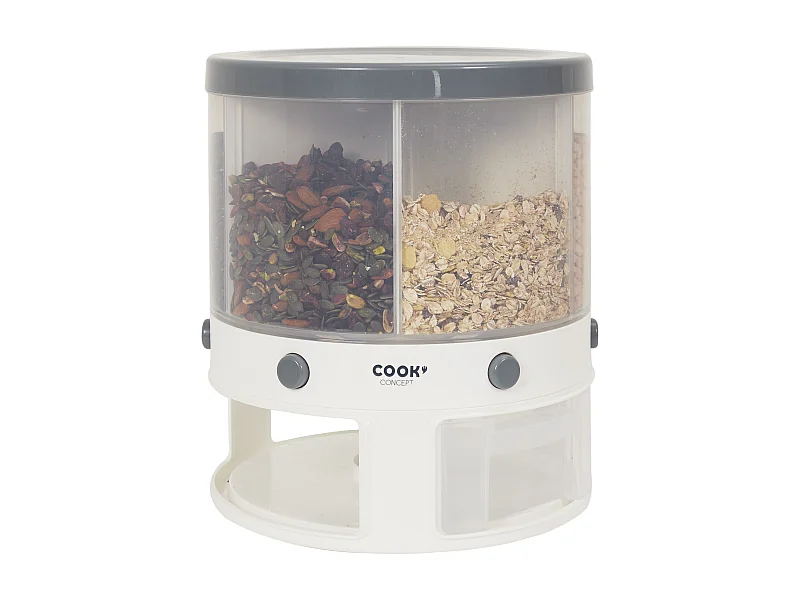 Distributeur 6 Compartiments De 1.5l Blanc, Transparent, Gris