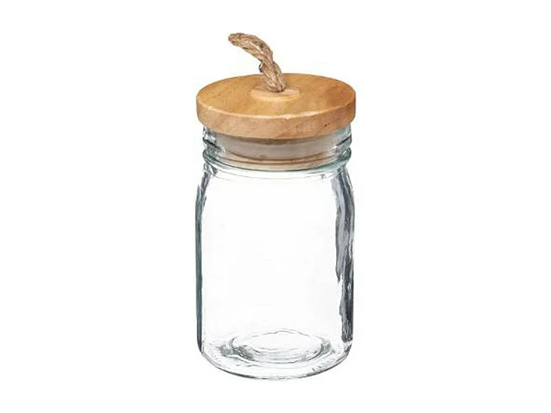Bocal en Verre & Bois "Zula" 210 ml Transparent
