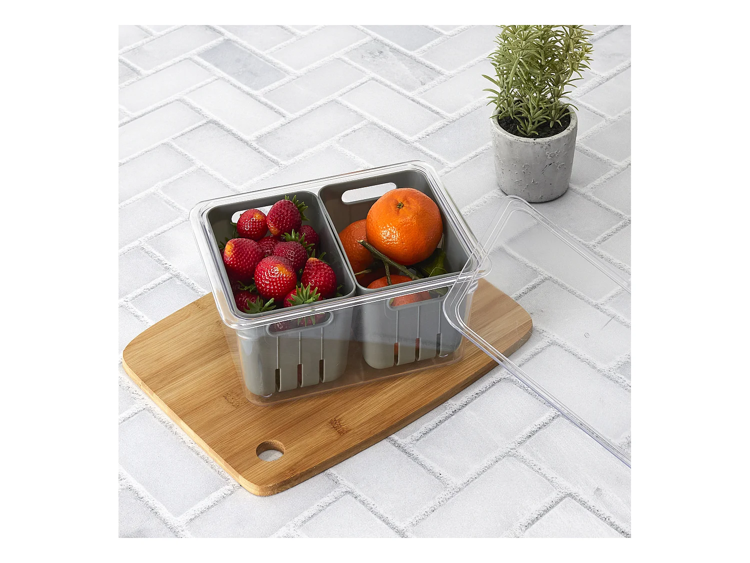 Boite De Conservation 2 Compartiments Gris, Transparent