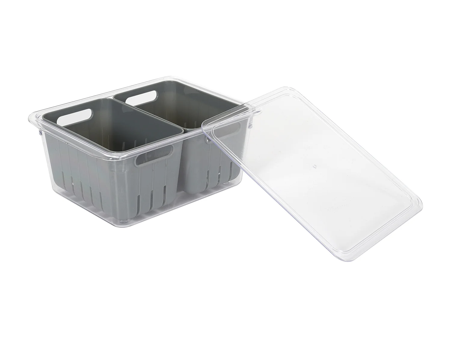 Boite De Conservation 2 Compartiments Gris, Transparent