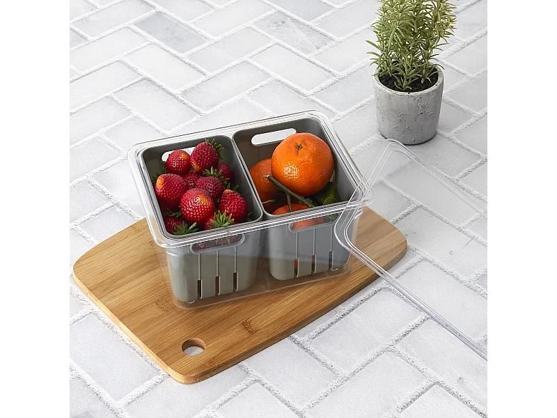 Boite De Conservation 2 Compartiments Gris, Transparent