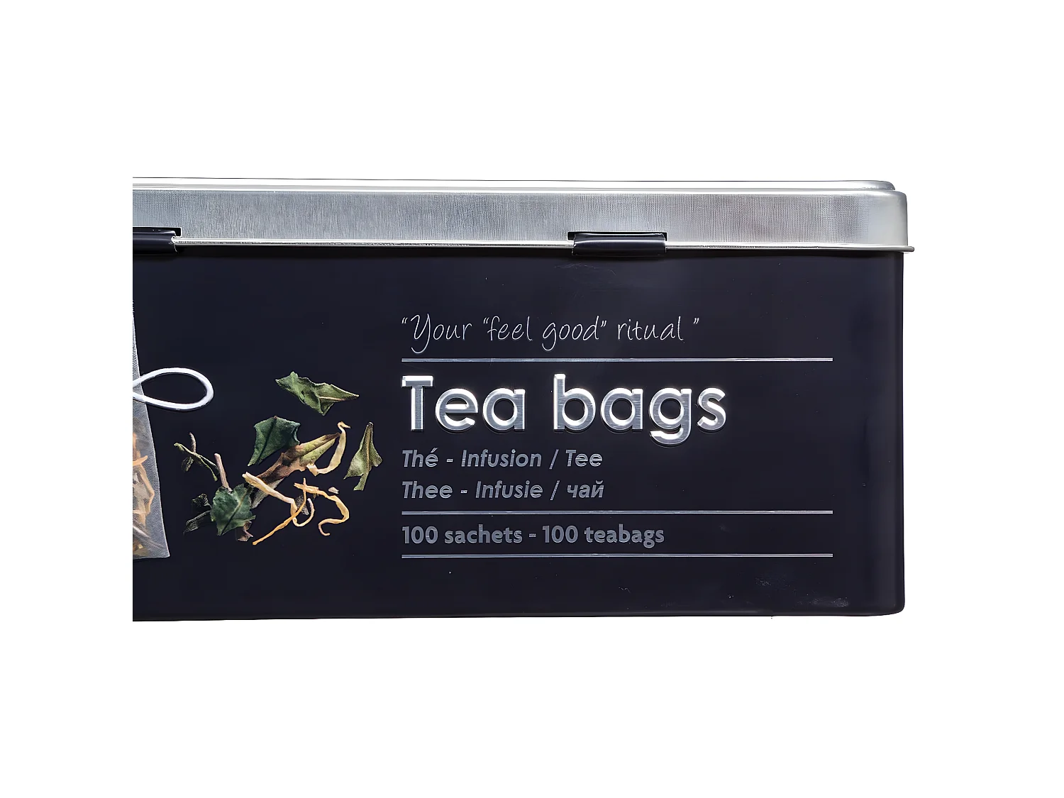 Boîte à Thé & Infusion en Sachet "Relief II" 21cm Noir