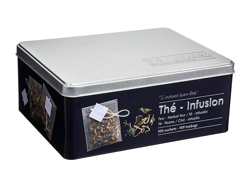 Boîte à Thé & Infusion en Sachet "Relief II" 21cm Noir