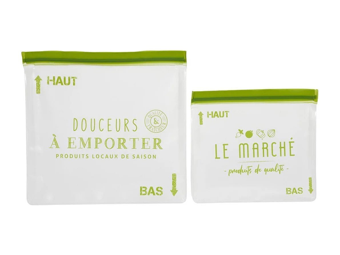 Lot de 2 Sacs de Conservation "Green" 28cm Vert