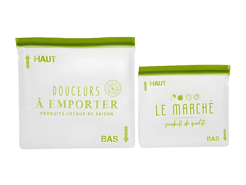 Lot de 2 Sacs de Conservation "Green" 28cm Vert