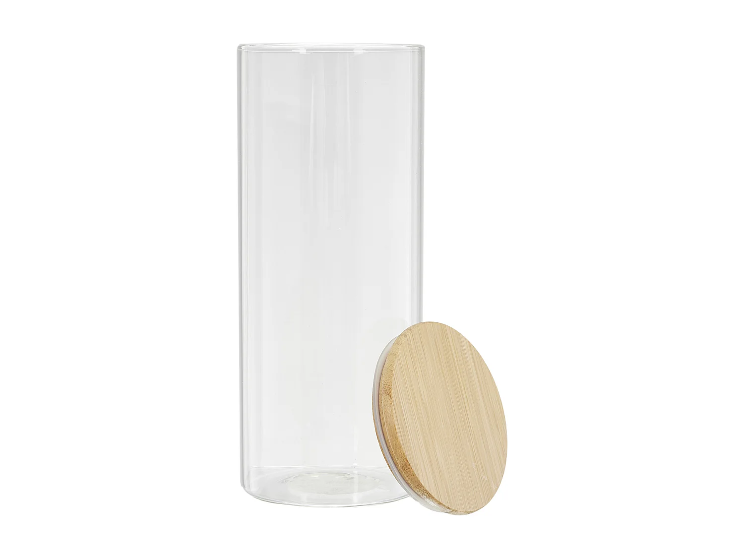 Bocal En Verre Et Bambou 1.6l Transparent, Beige