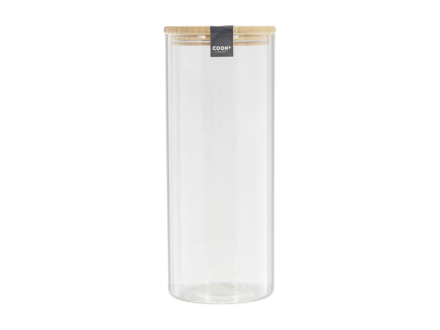 Bocal En Verre Et Bambou 1.6l Transparent, Beige