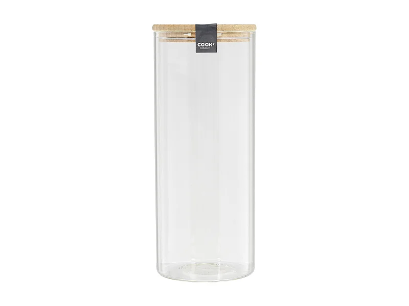 Bocal En Verre Et Bambou 1.6l Transparent, Beige