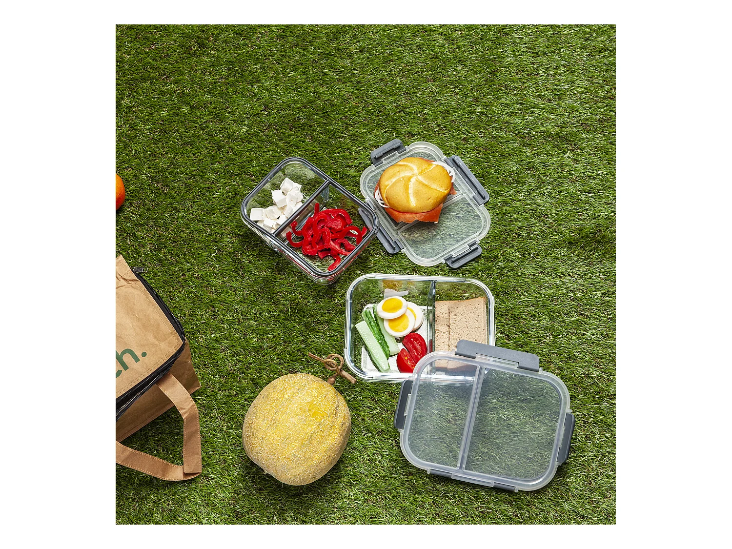 Boite De Conservation A 2 Compartiments Transparent, Gris