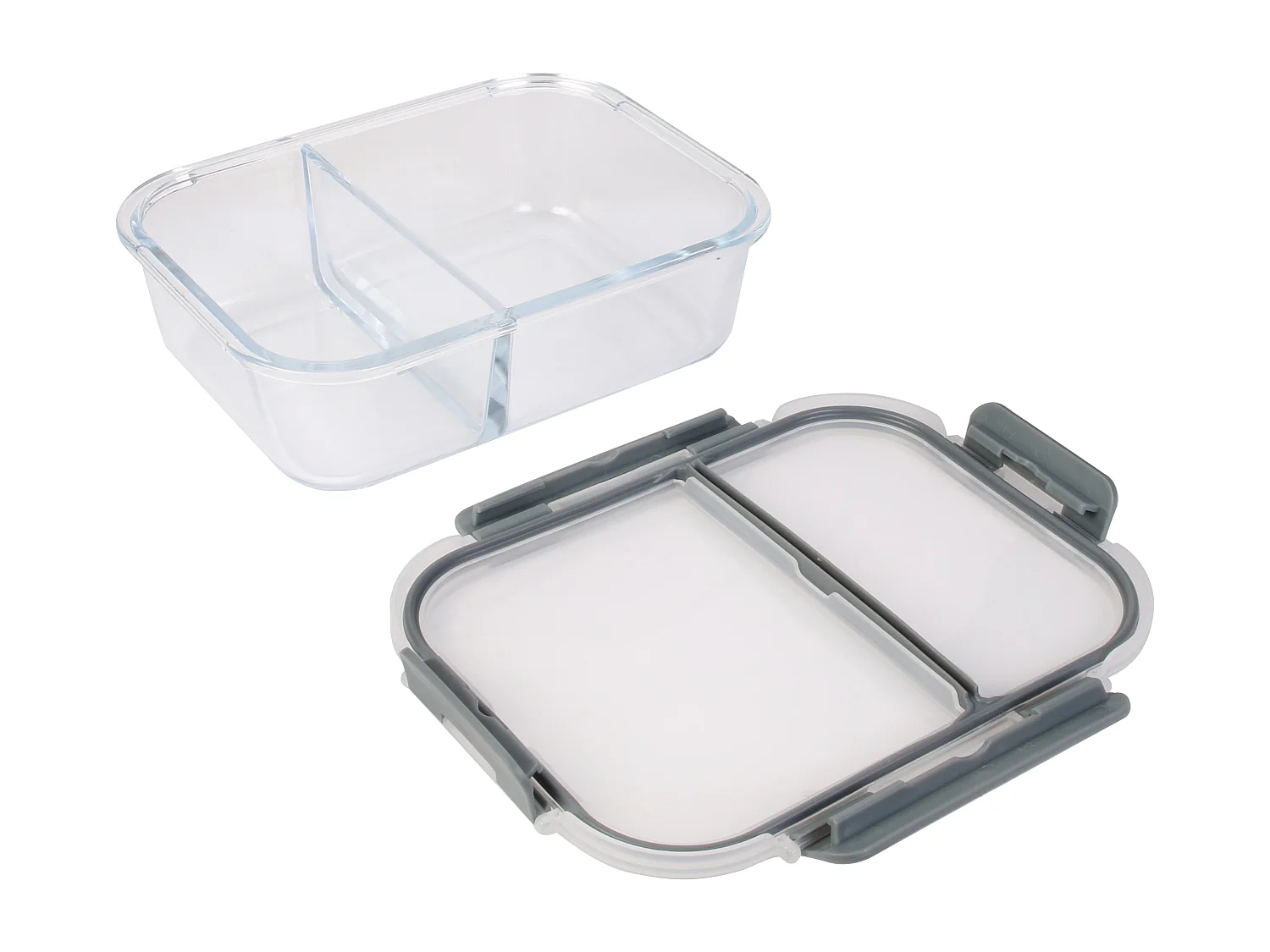 Boite De Conservation A 2 Compartiments Transparent, Gris