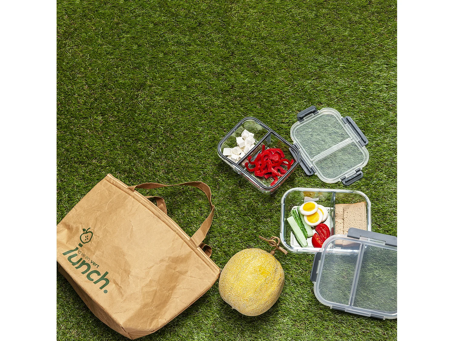 Boite De Conservation A 2 Compartiments Transparent, Gris