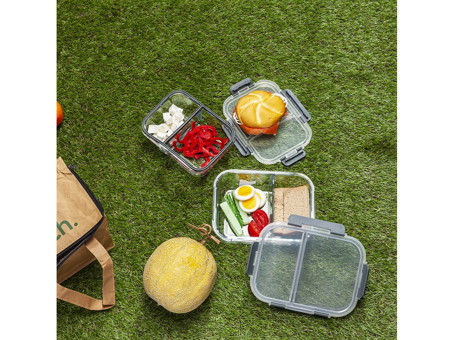 Boite De Conservation A 2 Compartiments Transparent, Gris