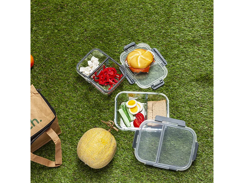 Boite De Conservation A 2 Compartiments Transparent, Gris