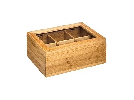 Boîte à Thé 6 Compartiments "Writ" 21cm Naturel