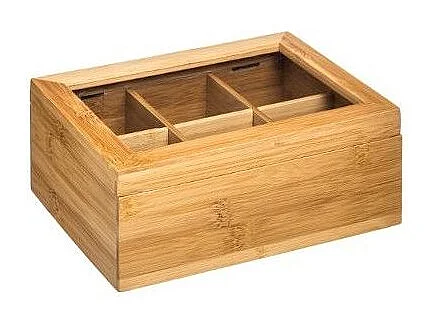 Boîte à Thé 6 Compartiments "Writ" 21cm Naturel