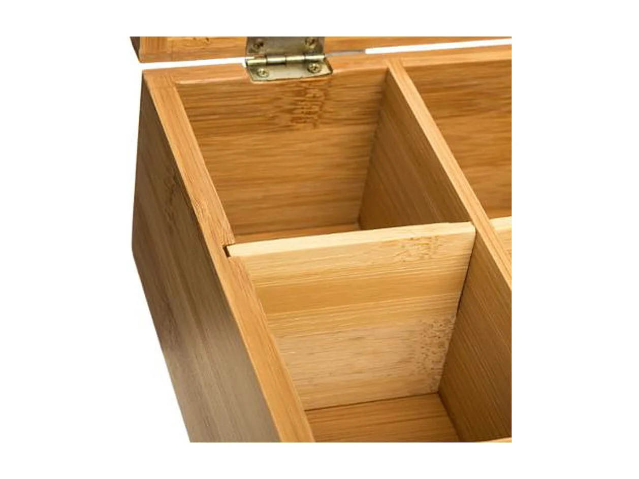 Boîte à Thé 6 Compartiments "Writ" 21cm Naturel