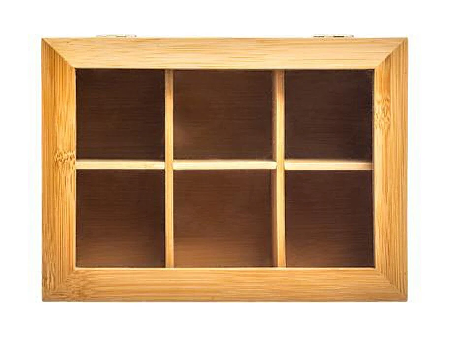 Boîte à Thé 6 Compartiments "Writ" 21cm Naturel