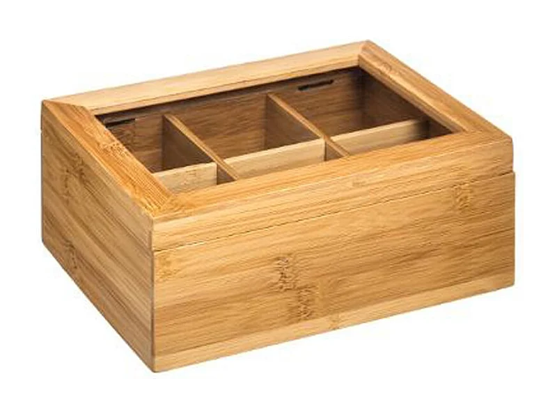Boîte à Thé 6 Compartiments "Writ" 21cm Naturel