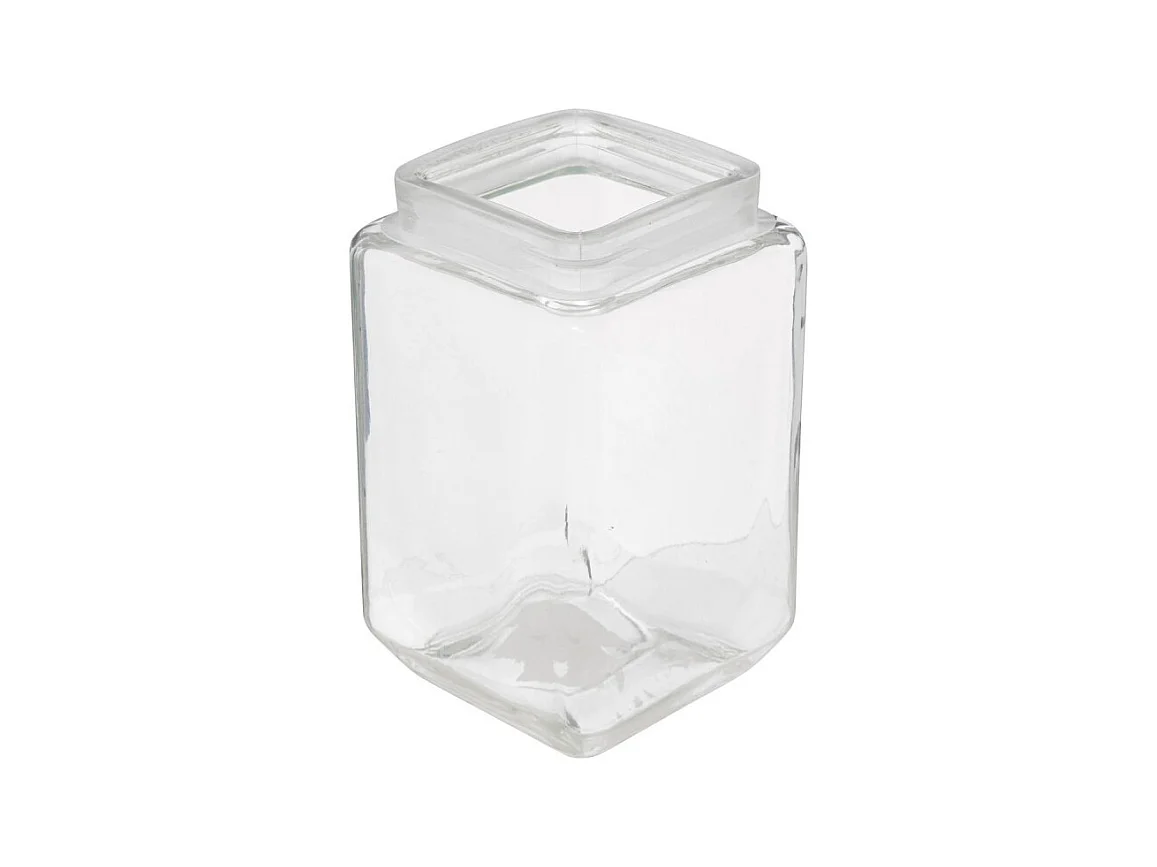 Bocal Carré Verre & Pin "Nyna" 1,7L Transparent