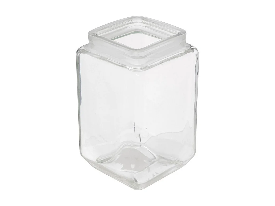 Bocal Carré Verre & Pin "Nyna" 1,7L Transparent