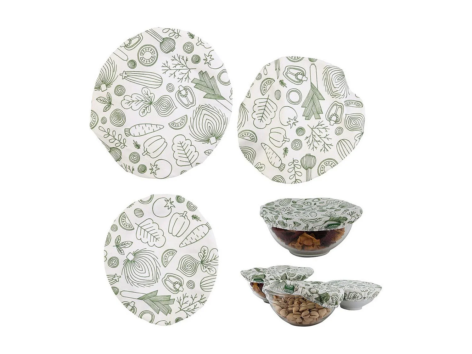 Lot de 3 Couvercles Tissu "Réutilisables" 21cm Blanc