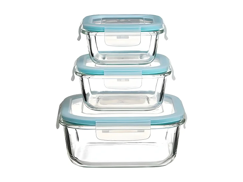 Lot de 3 Boîtes de Conservation Carrées "Clipeat" 18cm Bleu