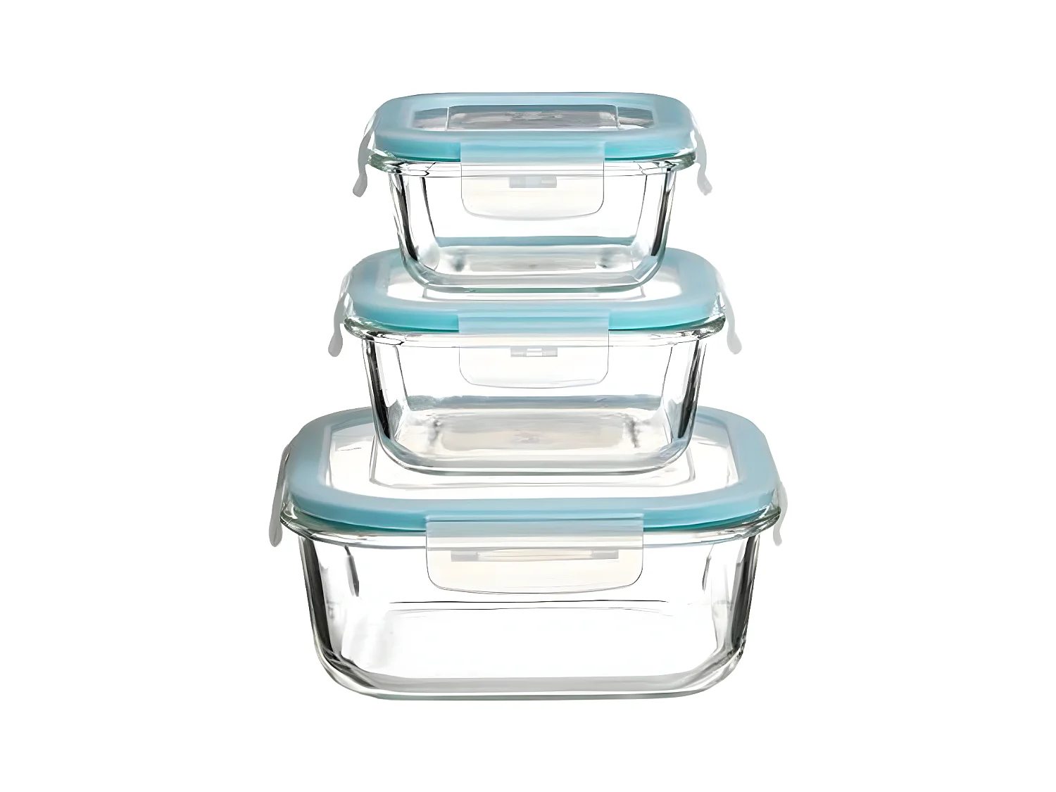 Lot de 3 Boîtes de Conservation Carrées "Clipeat" 18cm Bleu