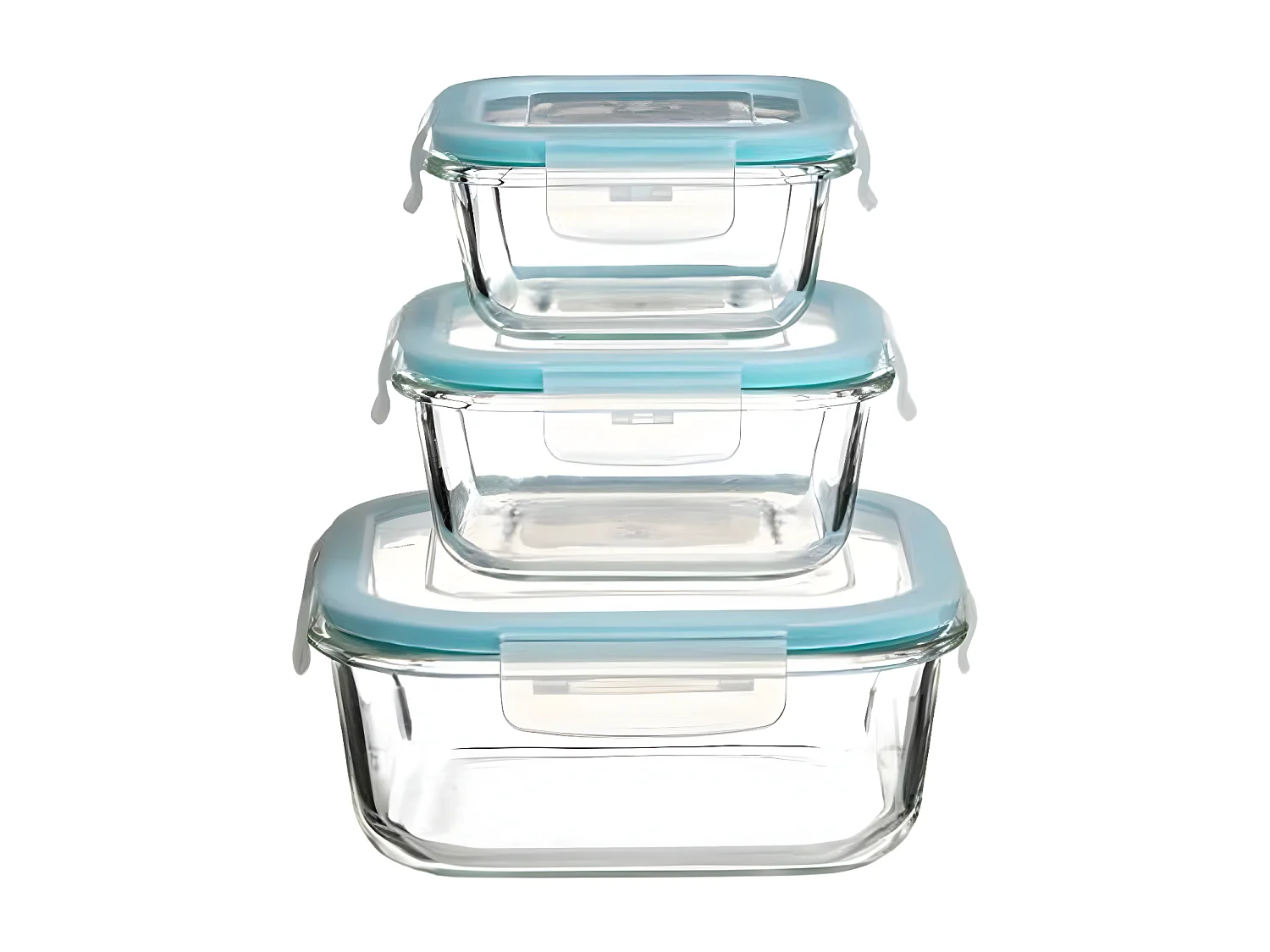 Lot de 3 Boîtes de Conservation Carrées "Clipeat" 18cm Bleu