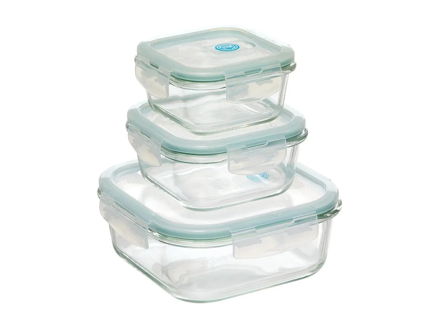 Lot de 3 Boîtes de Conservation Carrées "Clipeat" 18cm Bleu