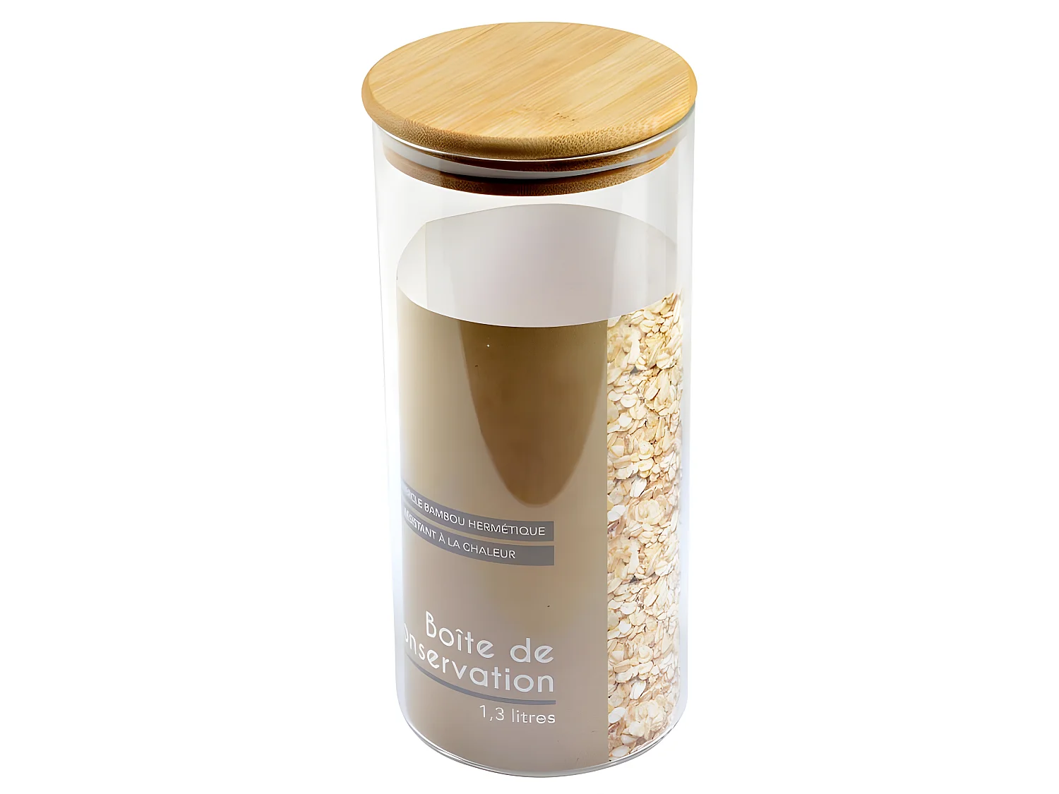 Bocal de Conservation Rond "Bambou" 1,3L Naturel