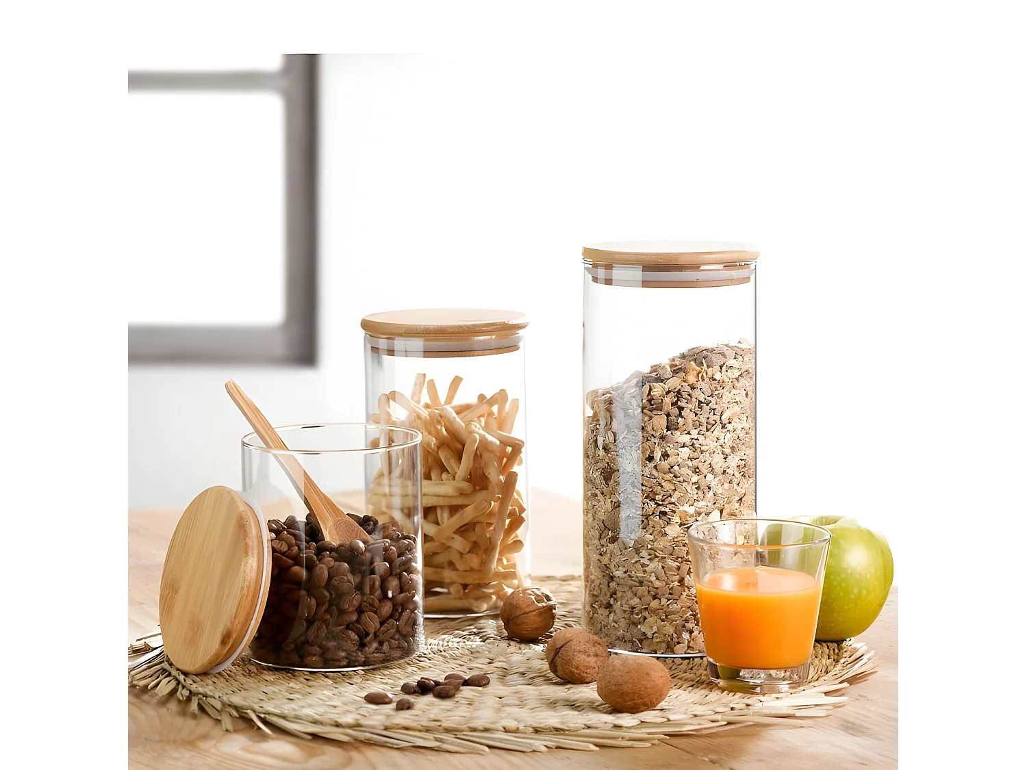 Bocal de Conservation Rond "Bambou" 1,3L Naturel