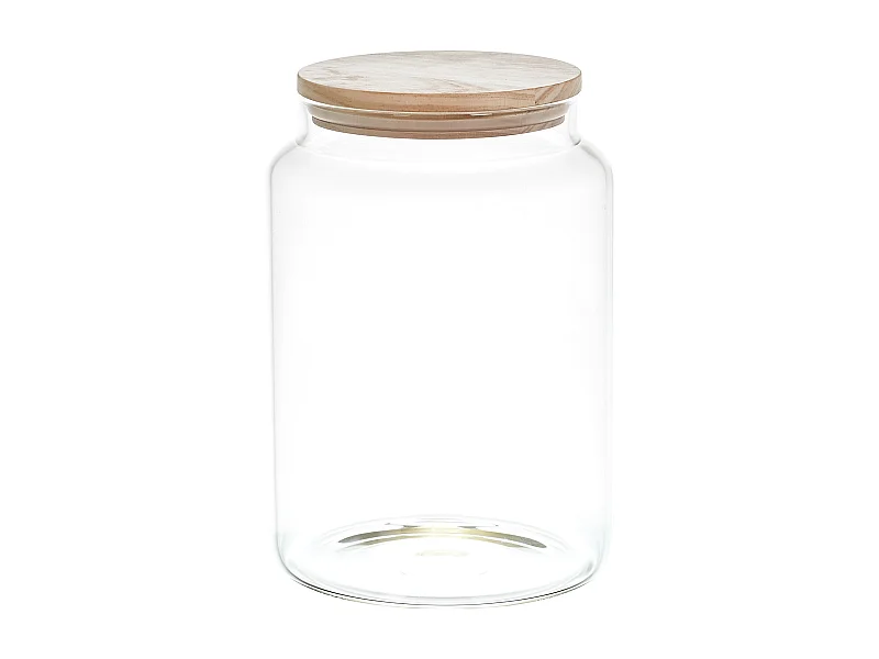 Bocal De Conservation Verre Couvercle Bois 2.9l Transparent, Marron
