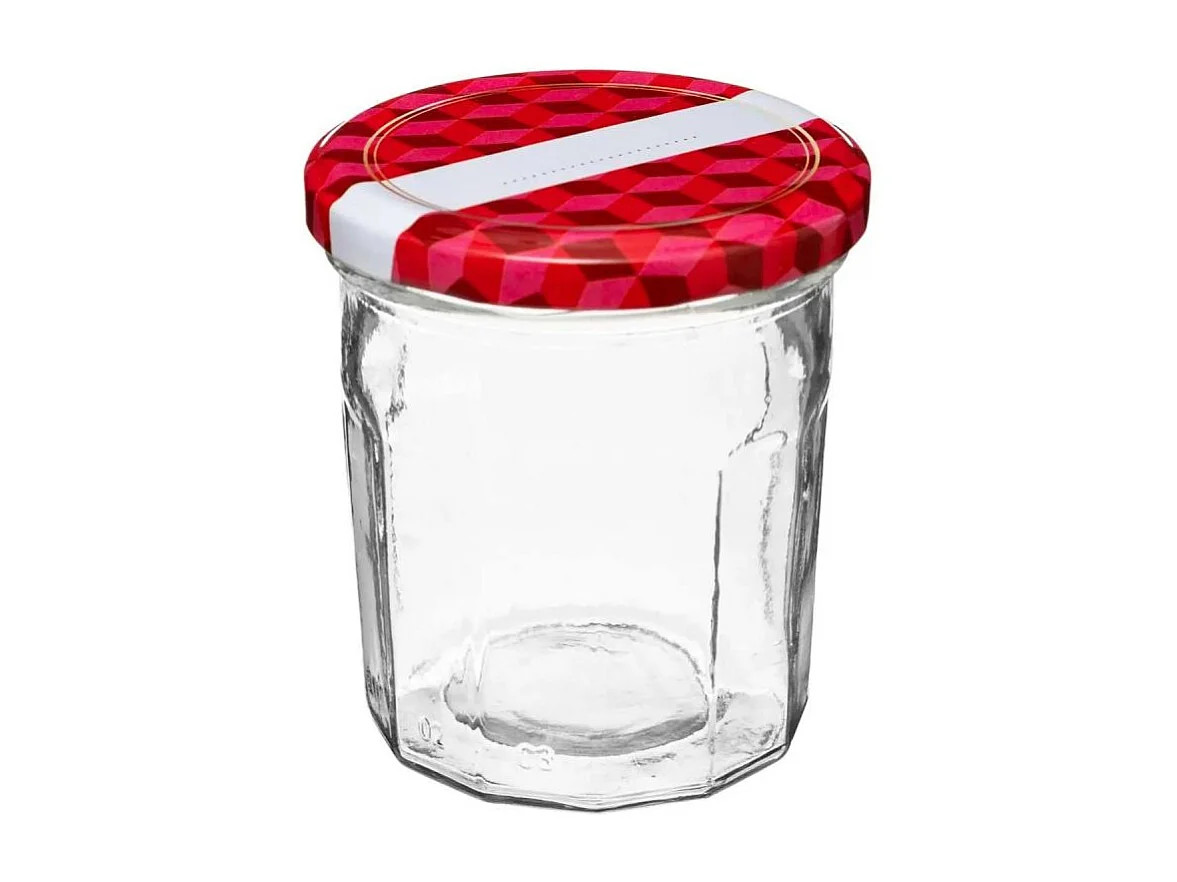 Lot de 6 Pots de Confiture "Vintage" 280ml Transparent